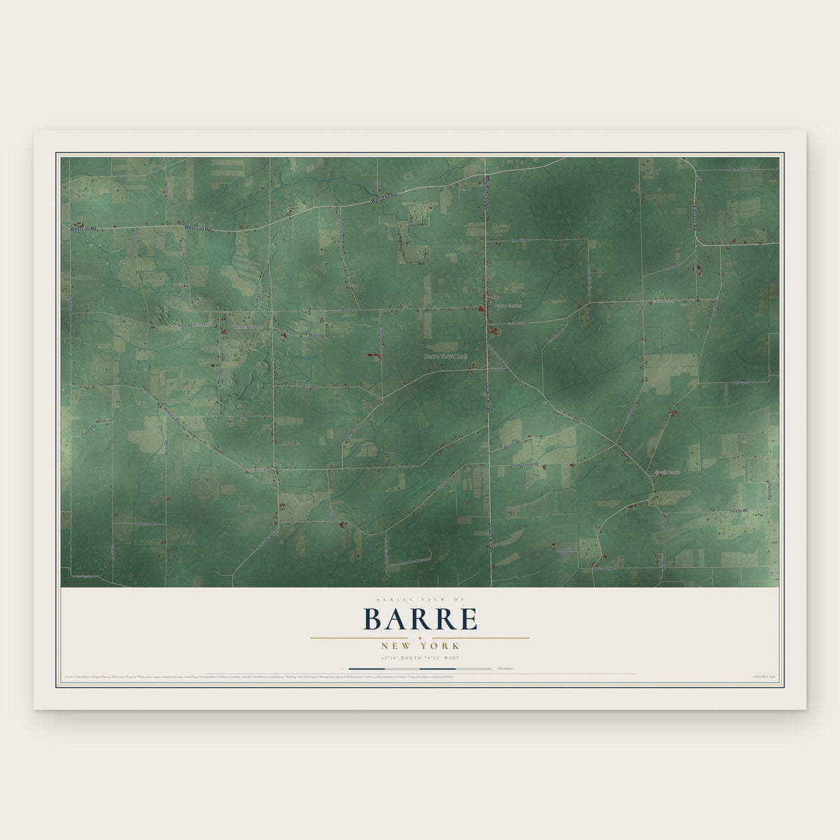 Barre, New York map print, the full design