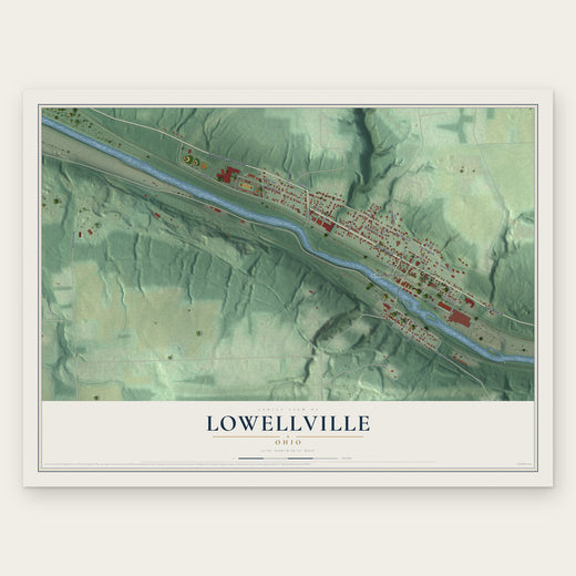 Lowellville, Ohio map print, the full design
