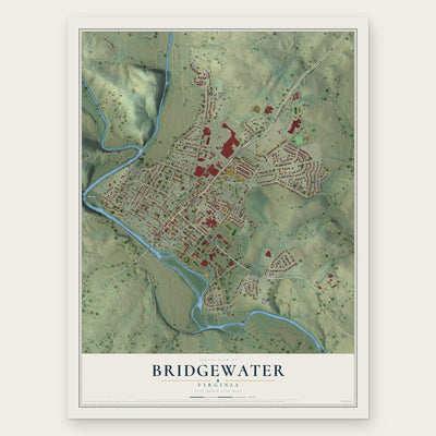 Bridgewater, Virginia map print, the full design