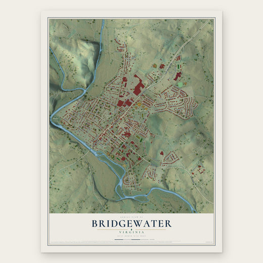 Bridgewater, Virginia map print, the full design