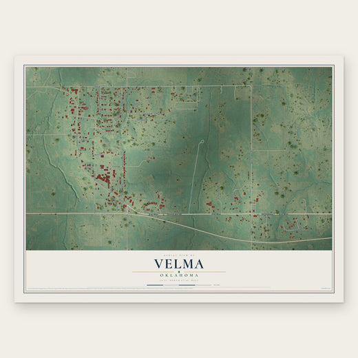 Velma, Oklahoma map print, the full design