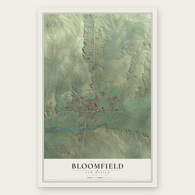 Bloomfield, New Mexico map print, the full design
