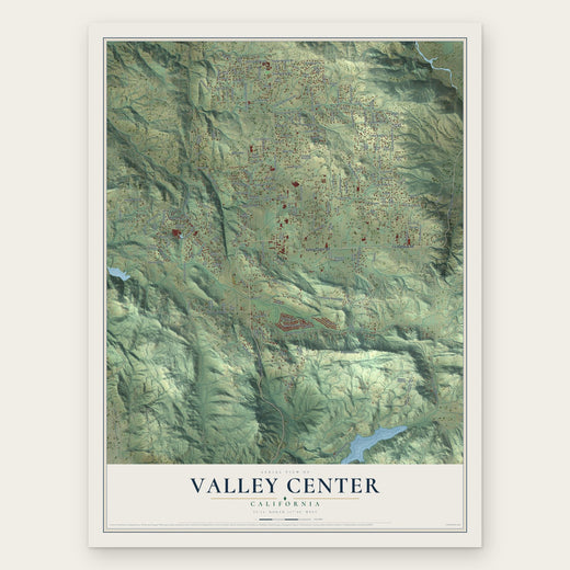 Valley Center, California map print, the full design