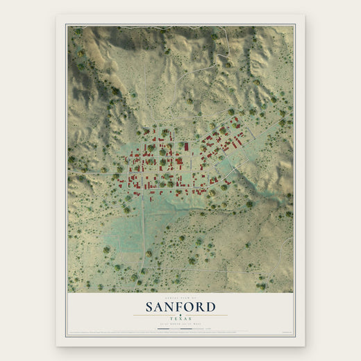 Sanford, Texas map print, the full design