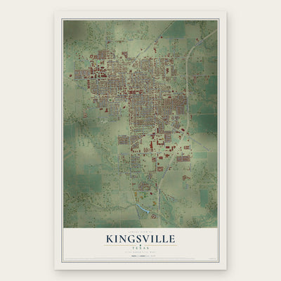 Kingsville, Texas map print, the full design