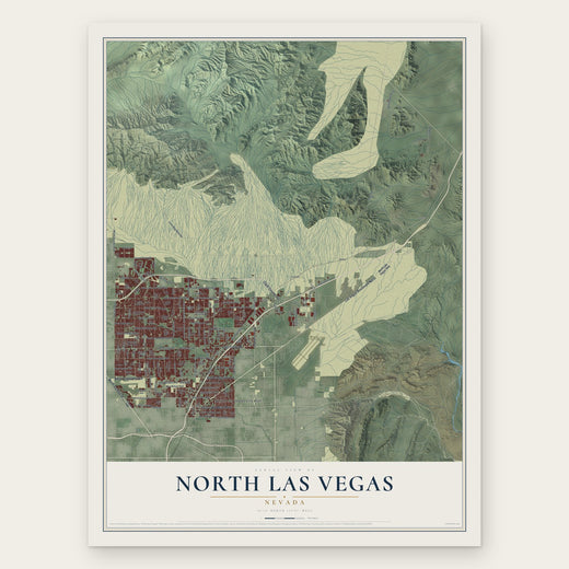 North Las Vegas, Nevada map print, the full design