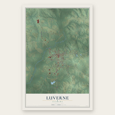 Luverne, Alabama map print, the full design