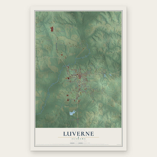 Luverne, Alabama map print, the full design