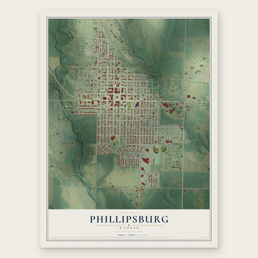 Phillipsburg, Kansas map print, the full design