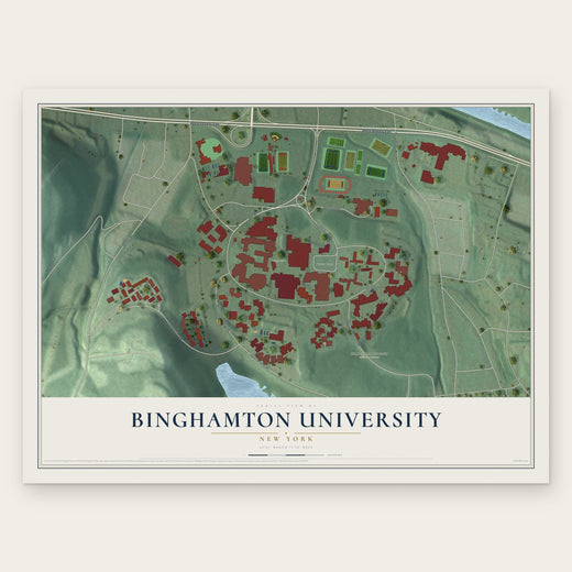 Binghamton University, New York map print, the full design