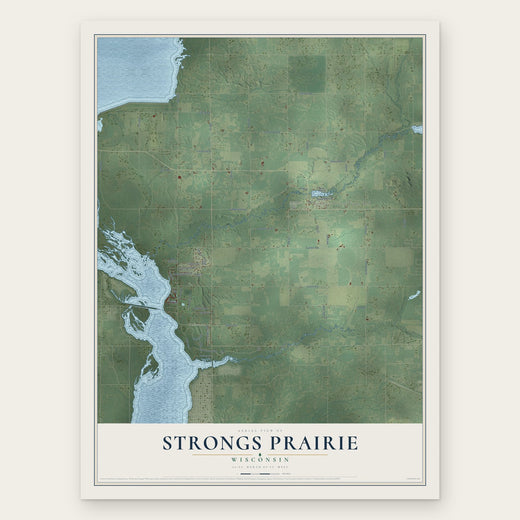 Strongs Prairie, Wisconsin map print, the full design
