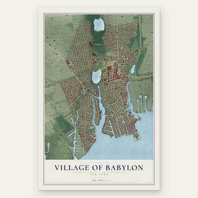 Village of Babylon, New York map print, the full design