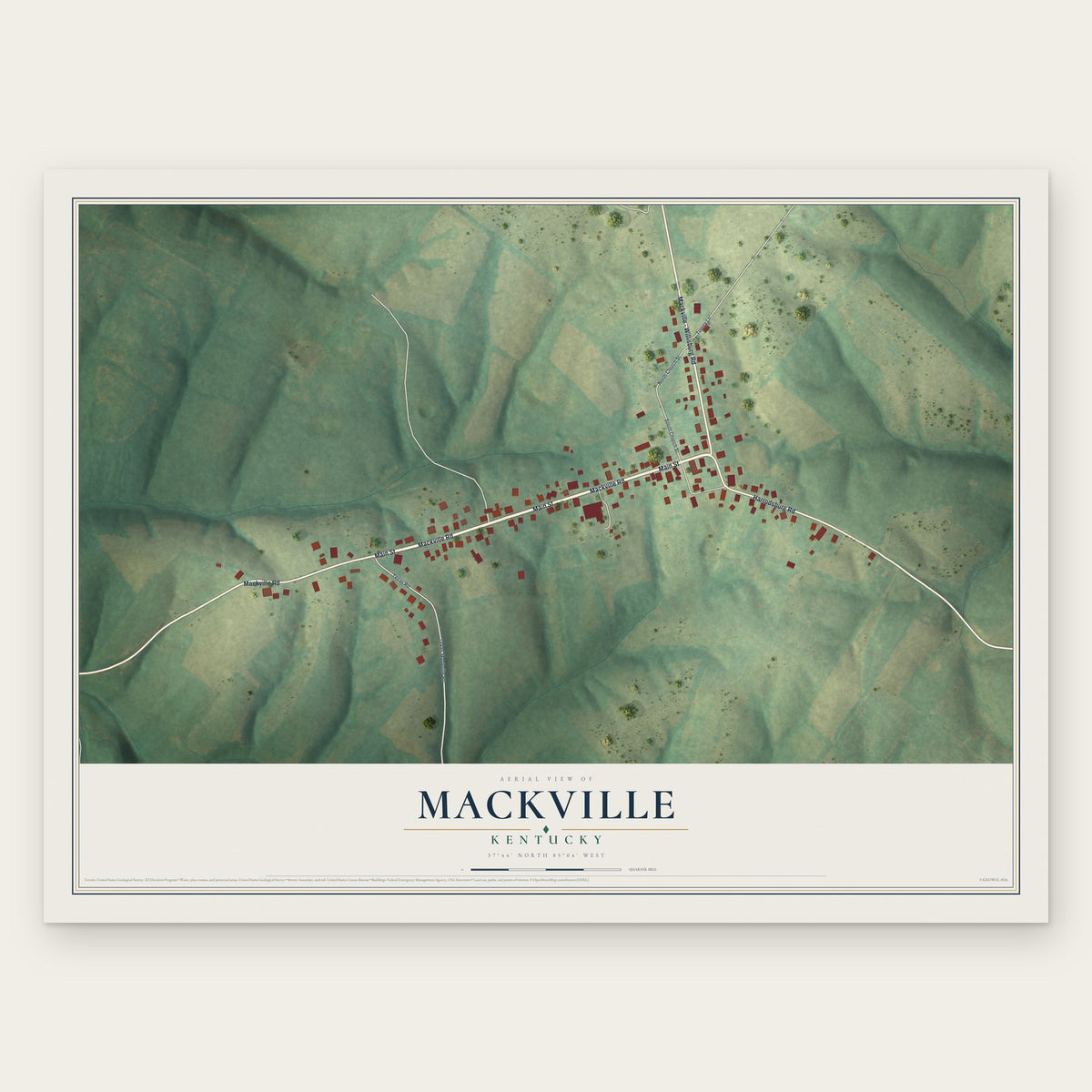 Mackville, Kentucky map print, the full design