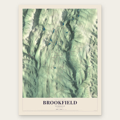 Brookfield, Vermont map print, the full design