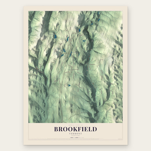 Brookfield, Vermont map print, the full design