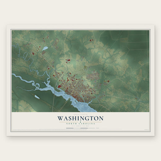 Washington, North Carolina map print, the full design
