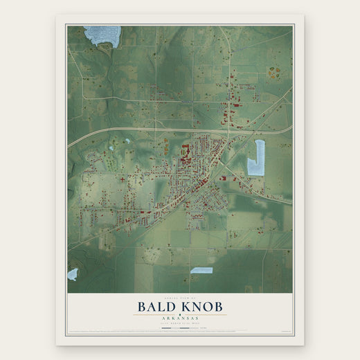Bald Knob, Arkansas map print, the full design