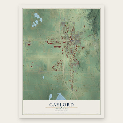 Gaylord, Michigan map print, the full design