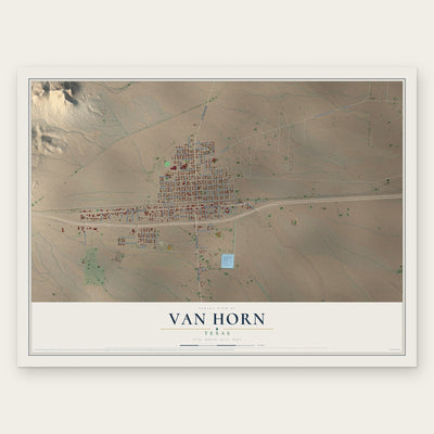 Van Horn, Texas map print, the full design