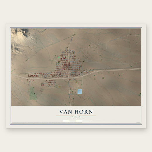 Van Horn, Texas map print, the full design