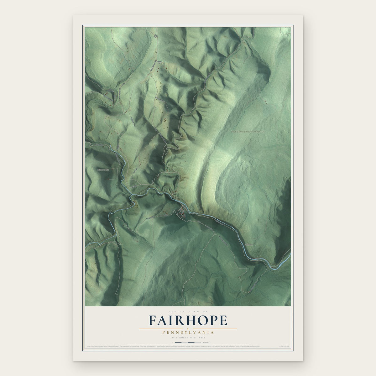 Fairhope, Pennsylvania map print, the full design