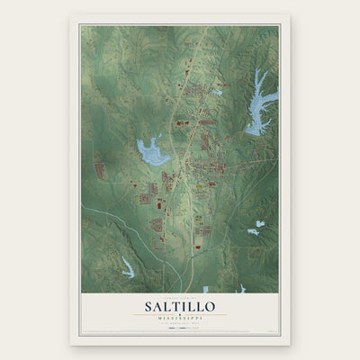 Saltillo, Mississippi map print, the full design
