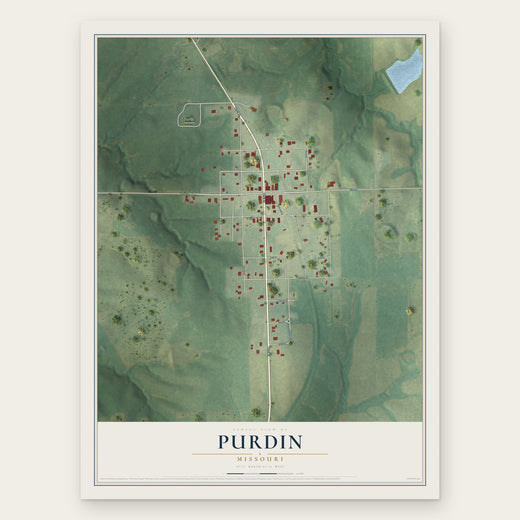 Purdin, Missouri map print, the full design