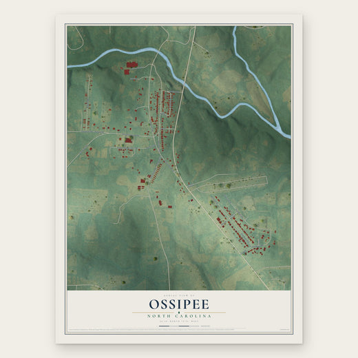 Ossipee, North Carolina map print, the full design