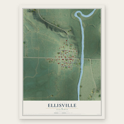 Ellisville, Illinois map print, the full design