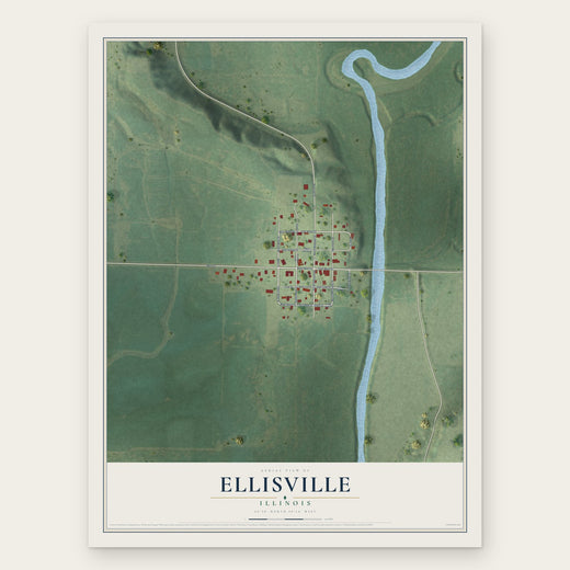 Ellisville, Illinois map print, the full design
