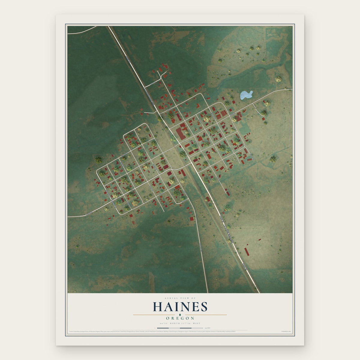 Haines, Oregon map print, the full design
