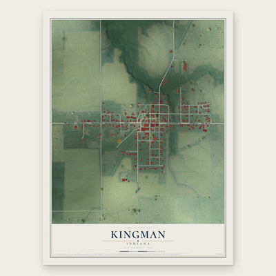 Kingman, Indiana map print, the full design