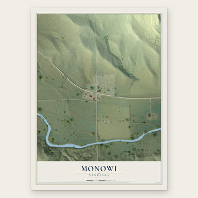 Monowi, Nebraska map print, the full design