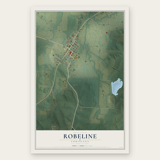 Robeline, Louisiana map print, the full design
