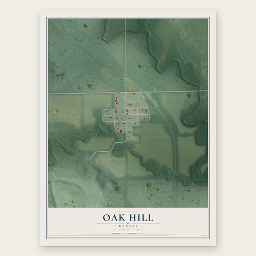 Oak Hill, Kansas map print, the full design