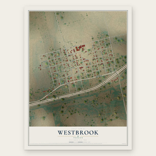 Westbrook, Texas map print, the full design