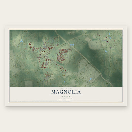 Magnolia, Texas map print, the full design