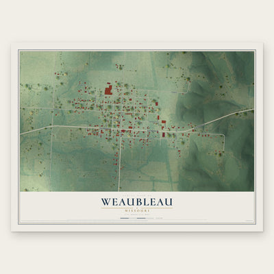 Weaubleau, Missouri map print, the full design