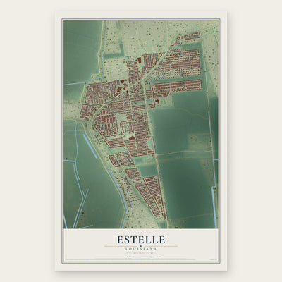 Estelle, Louisiana map print, the full design