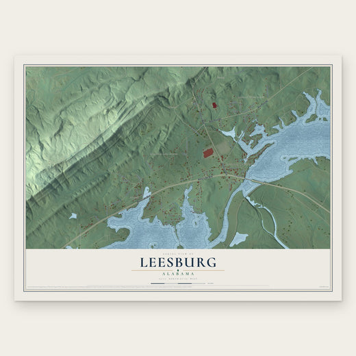 Leesburg, Alabama map print, the full design