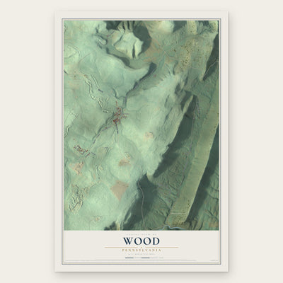 Wood, Pennsylvania map print, the full design