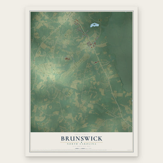 Brunswick, North Carolina map print, the full design