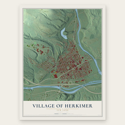 Village of Herkimer, New York map print, the full design