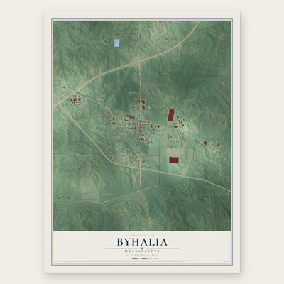 Byhalia, Mississippi map print, the full design
