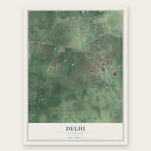 Delhi, Michigan map print, the full design