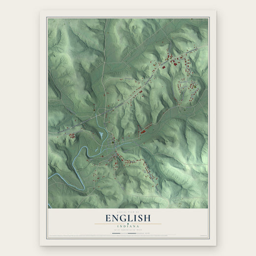 English, Indiana map print, the full design