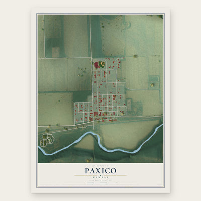 Paxico, Kansas map print, the full design