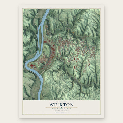 Weirton, West Virginia map print, the full design