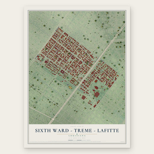 Sixth Ward - Treme - Lafitte, Louisiana map print, the full design