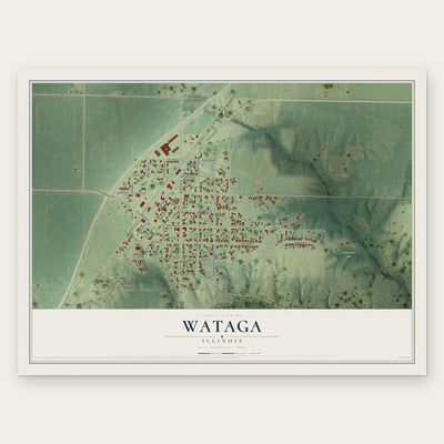 Wataga, Illinois map print, the full design